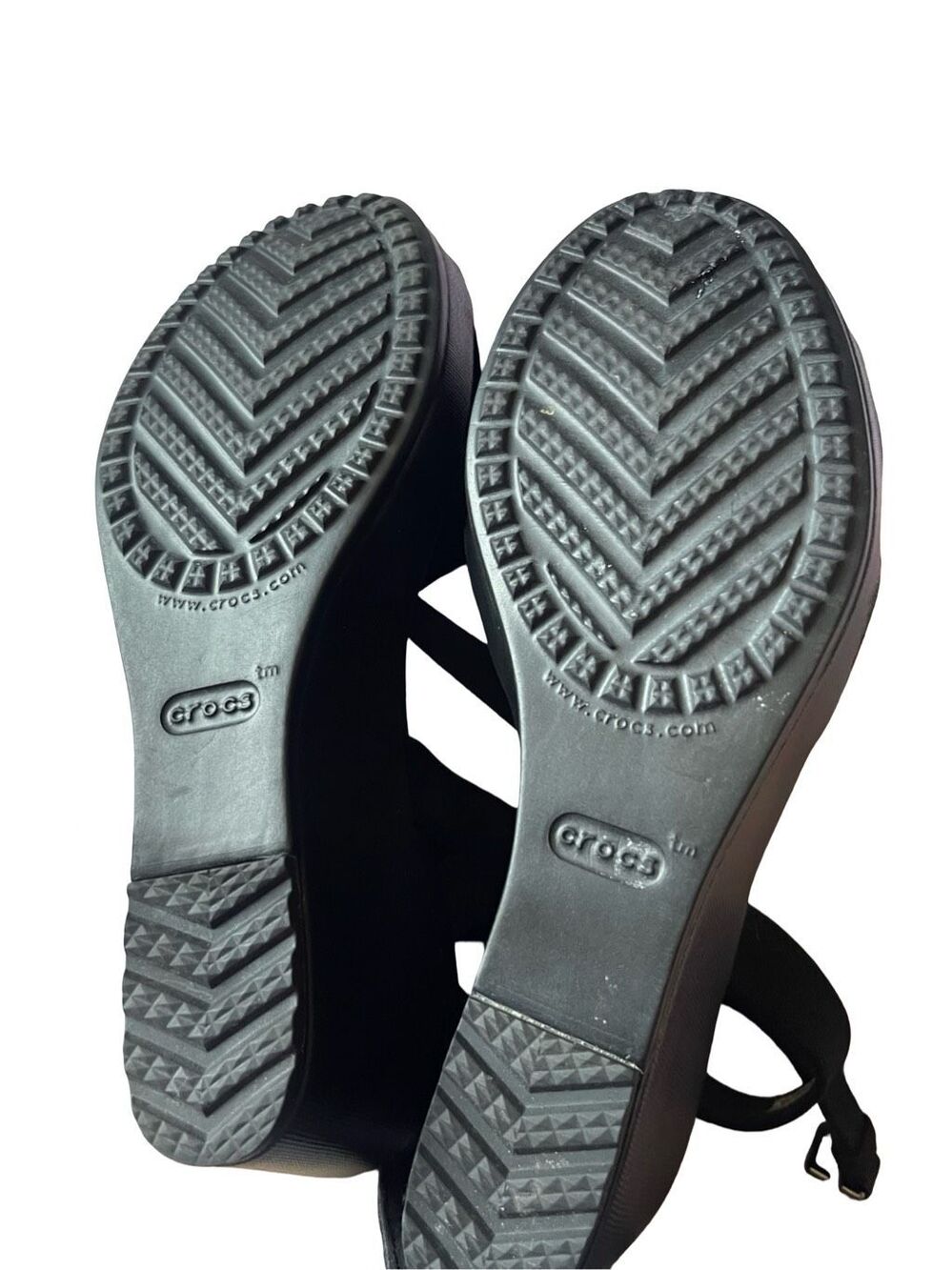 Crocs Womens Black Leigh II Cross Strap Strappy Ankle Wedge Sandals Size 9 - Picture 8 of 10